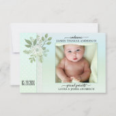 Retro Pastel Script Baby Foto Geburtsankündigung Dankeskarte (Vorderseite)
