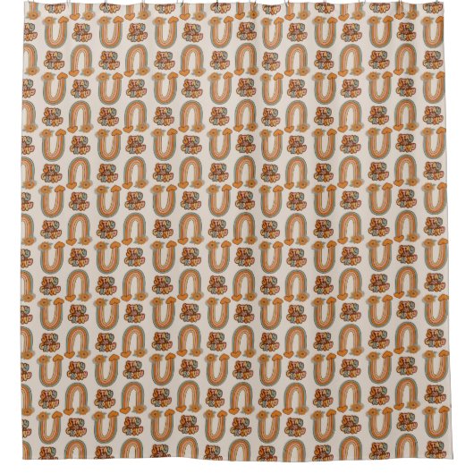 Retro Pastel Stay Groovy Rainbows Copper Curtain Duschvorhang (Vorderseite)