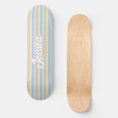 Retro Pastel Streifen Personalisierter Name Skateboard (Vorderseite)
