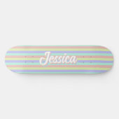 Retro Pastel Streifen Personalisierter Name Skateboard (Horizontal)
