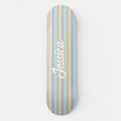 Retro Pastel Streifen Personalisierter Name Skateboard (Vorderseite)