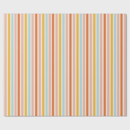 Retro Pastel Strip Vintages Papier Geschenkpapier (Flach)