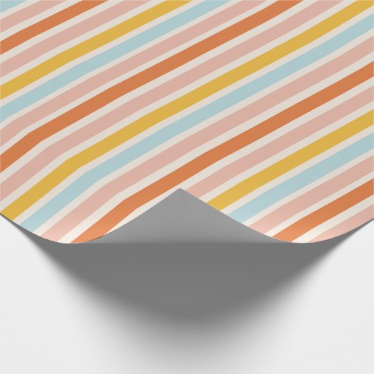 Retro Pastel Strip Vintages Papier Geschenkpapier (Ecke)