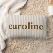 Retro Pastel Stripe Personalized Brown Name Lendenkissen (Decke)