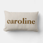 Retro Pastel Stripe Personalized Brown Name Lendenkissen (Vorderseite)