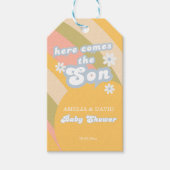 Retro Pastel Striped Groovy Son Blue Geschenkanhänger (Vorderseite)