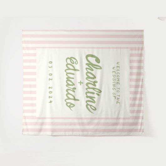 Retro Pastel Striping Wedding Wandteppich (Vorderseite (Horizontal))