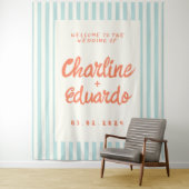 Retro Pastel Striping Wedding Wandteppich (Beispiel)