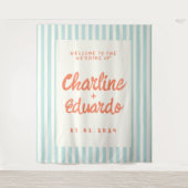 Retro Pastel Striping Wedding Wandteppich (Vorderseite)