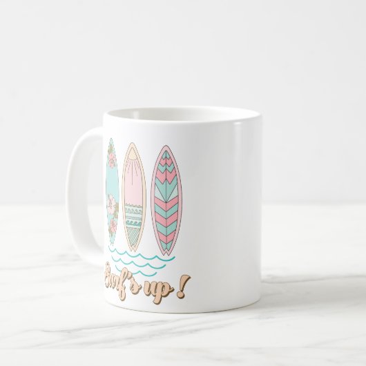 Retro Pastel Surfboards Kaffeetasse (Vorderseite Links)