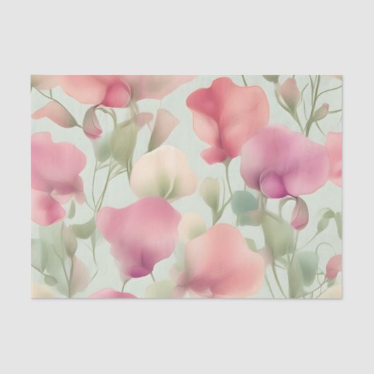 Retro Pastel Sweet Pea Pattern Seidenpapier (Vorderseite)