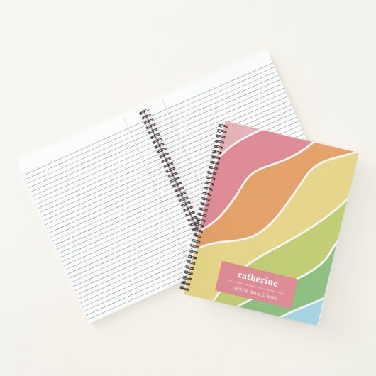 Retro Pastel Waves Personalisiertes SpiralNotebook Notizblock (Innenseite)