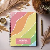 Retro Pastel Waves Personalisiertes SpiralNotebook Notizblock