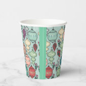 Retro Pastel Weihnachtsschmuck auf Aquamarinen Pappbecher (Rechts)