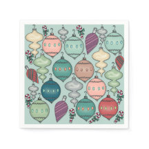 Retro Pastel Weihnachtsschmuck auf Opal Blue