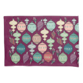 Retro Pastel Weihnachtsschmuck auf Plum Kissenbezug (Vorderseite)