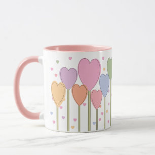 Retro Pastel Whimsical Heart Lollipops Tasse