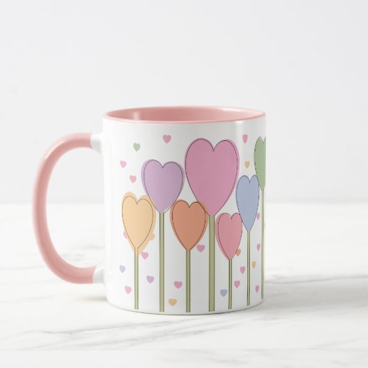 Retro Pastel Whimsical Heart Lollipops Tasse (Links)