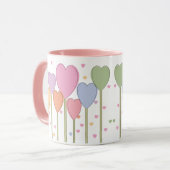 Retro Pastel Whimsical Heart Lollipops Tasse (Vorderseite Links)