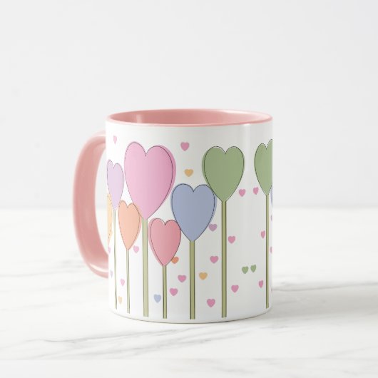 Retro Pastel Whimsical Heart Lollipops Tasse (Vorderseite Links)