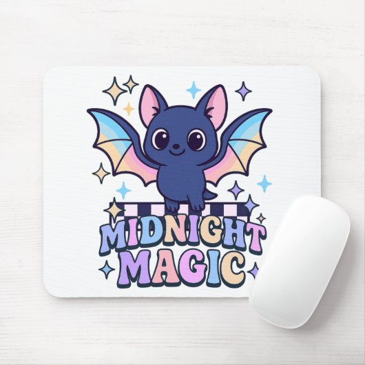 Retro Pastelcore Niedliches Halloween-Bat & Checke Mousepad (Mit Mouse)