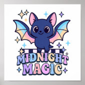 Retro Pastelcore Niedliches Halloween-Bat & Checke Poster (Vorne)