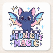 Retro Pastelcore Niedliches Halloween-Bat & Checke Rechteckiger Pappuntersetzer (Vorderseite)