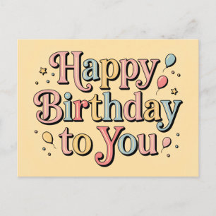 Retro-Pastell Alles Gute zum Geburtstag Grußkarte Postkarte