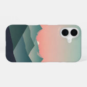 Retro-Pastell-Bergdämmerung iPhone 16 Hülle (Rückseite (Horizontal))