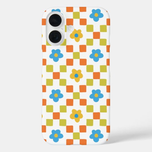 Retro-Pastell-Blumen-Karo-iPhone-Hülle Case-Mate iPhone Hülle (Rückseite)