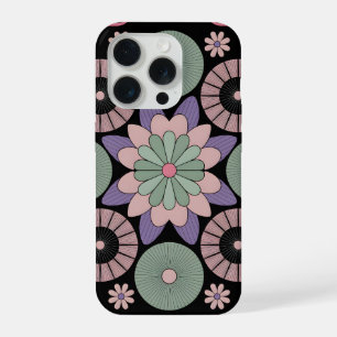 Retro-Pastell-Blumen-Mandala-Symmetrie iPhone 15 Pro Hülle