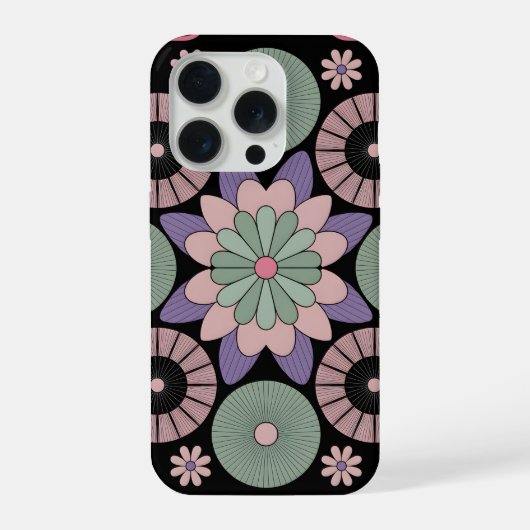 Retro-Pastell-Blumen-Mandala-Symmetrie iPhone Hülle (Rückseite)