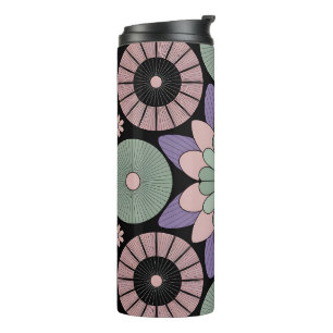 Retro-Pastell-Blumen-Mandala-Symmetrie Thermosbecher