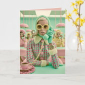 Retro-Pastell-Callcenter-Mode Karte (Gelbe Blume)