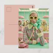 Retro-Pastell-Callcenter-Mode Postkarte (Vorne/Hinten)