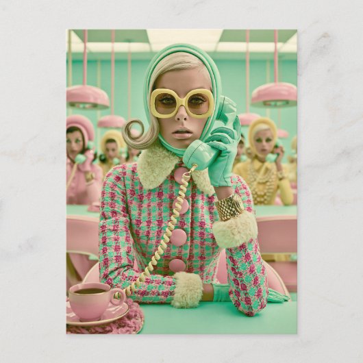 Retro-Pastell-Callcenter-Mode Postkarte (Vorderseite)
