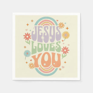 Retro-Pastell-Design „Jesus liebt dich“ – Serviette