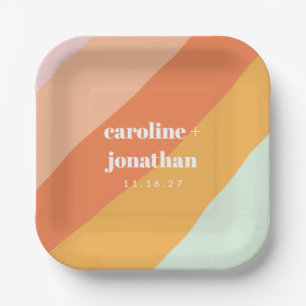 Retro-Pastell-Geometrie-Kunst Hochzeit individuell Pappteller