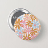 Retro-Pastell-Groovy-Daisy-Blumenmuster Button (Vorne & Hinten)
