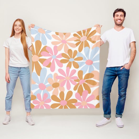 Retro-Pastell-Groovy-Daisy-Blumenmuster Fleecedecke (Beispiel)