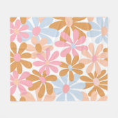 Retro-Pastell-Groovy-Daisy-Blumenmuster Fleecedecke (Vorderseite (Horizontal))
