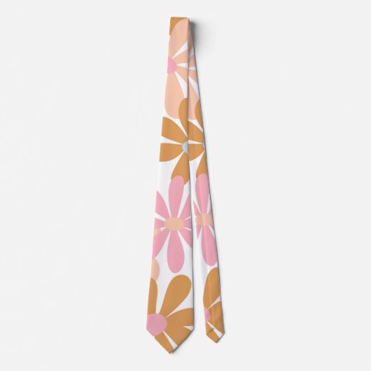 Retro-Pastell-Groovy-Daisy-Blumenmuster Krawatte (Vorderseite)