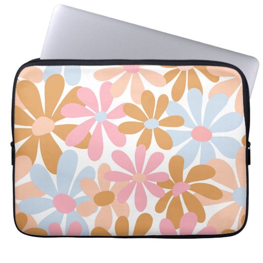 Retro-Pastell-Groovy-Daisy-Blumenmuster Laptopschutzhülle (Vorderseite)