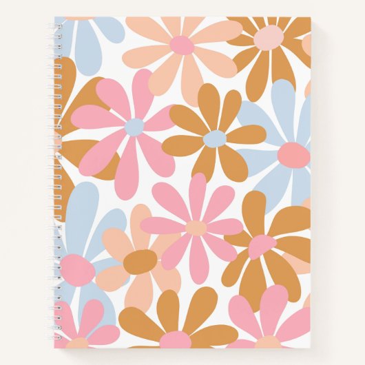 Retro-Pastell-Groovy-Daisy-Blumenmuster Notizblock (Vorderseite)