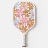 Retro-Pastell-Groovy-Daisy-Blumenmuster Pickleball Schläger (Rückseite)
