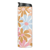 Retro-Pastell-Groovy-Daisy-Blumenmuster Thermosbecher (Nach rechts gedreht)