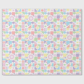 Retro-Pastell-Patchwork mit 70er-Jahre-Formen, Blu Geschenkpapier (Flach)
