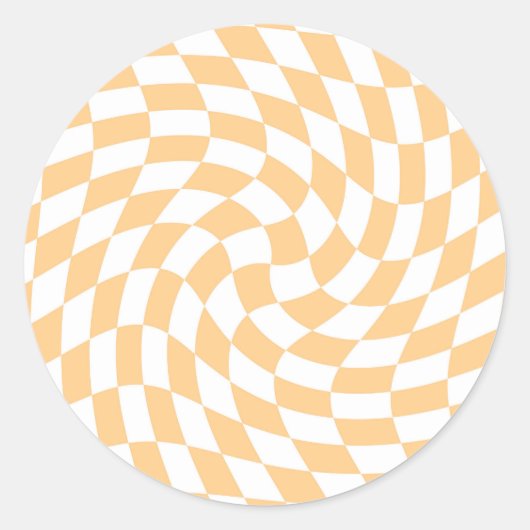 Retro Pastell Peach Verzierte Karo geprüft Runder Aufkleber (Vorderseite)