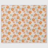Retro Pastell Pink Orange Floral Wrapping Paper Geschenkpapier (Flach)