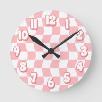 Retro Pastell Pink White Wavy Checkerboard